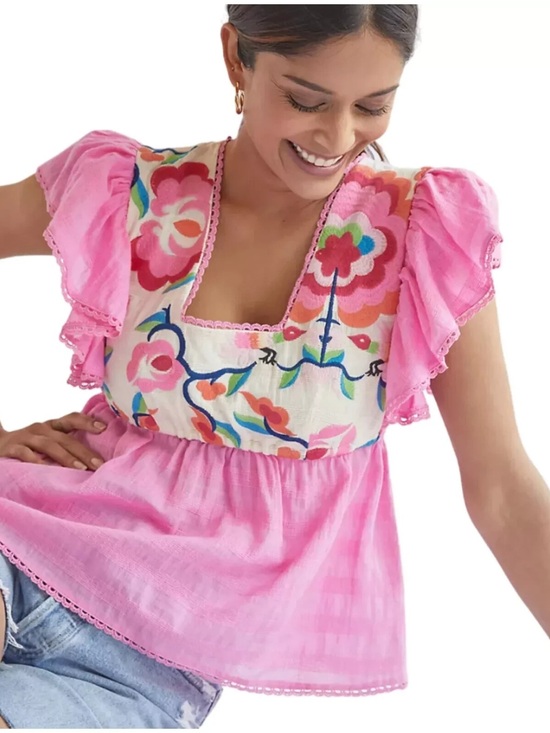 Plenty by Tracy Reese Tops - Anthropologie Plenty by Tracy Reese
Embroidered Babydoll Blouse